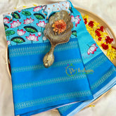 Light Blue Pichwai Kalamkari Semi Tussar Saree-VS3156